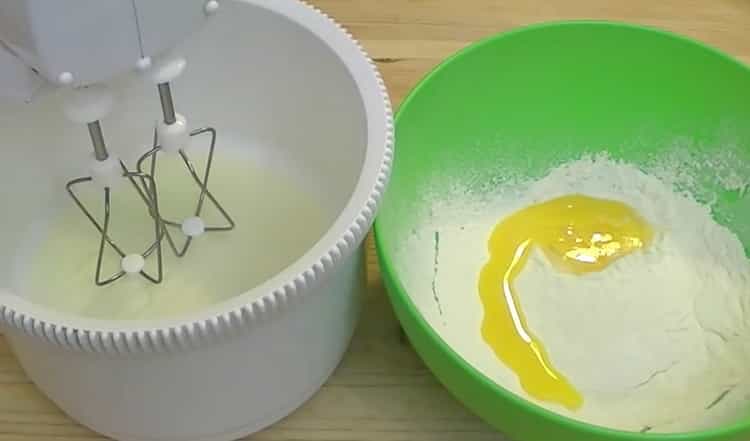 Beat the whites to make the dough.