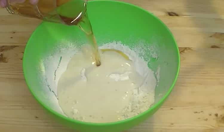 Add beer to make the dough.