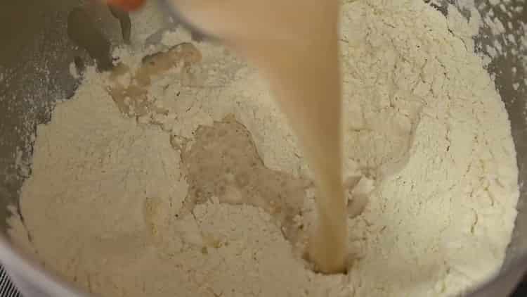 Combine the ingredients to make pizza