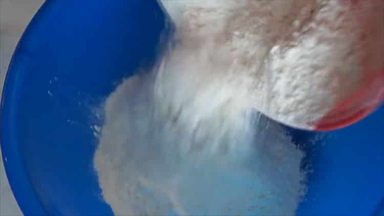 Sift flour to make kefir dough