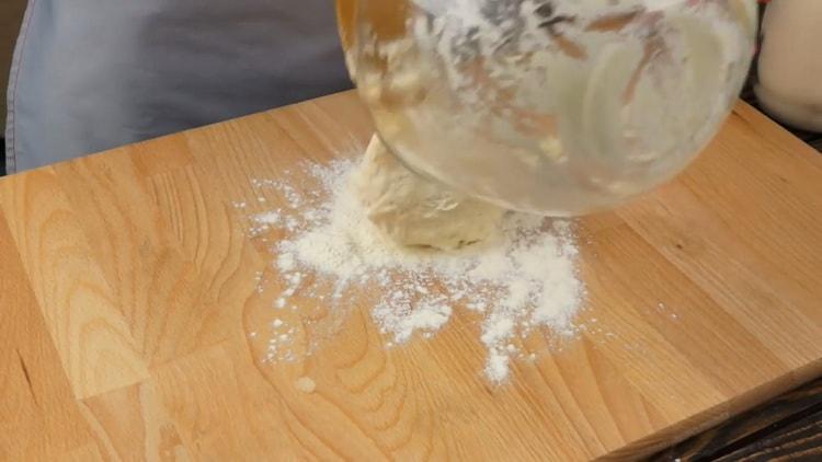 To prepare the dough, knead the ingredients on the board