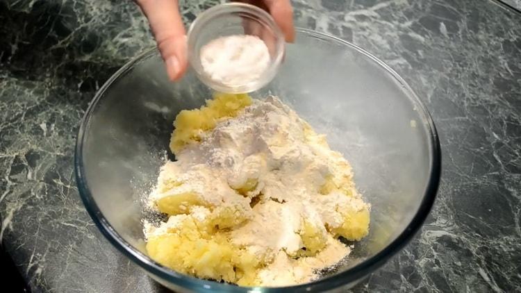 Mix the ingredients to make the dough.