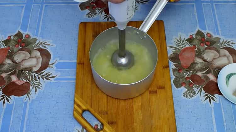 Chop potatoes to make dough