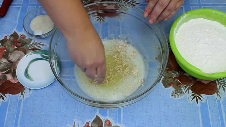 Chop potatoes to make dough