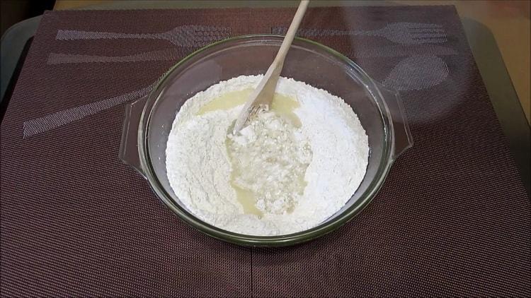 Mix the ingredients to make a whey dough.