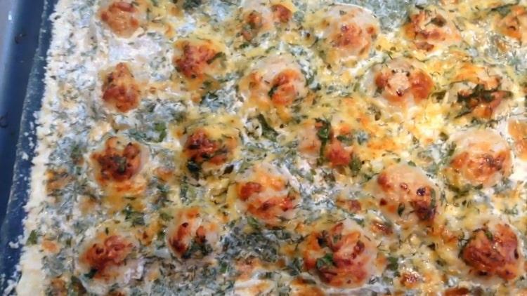 meatballs in cream sauce in the oven are ready