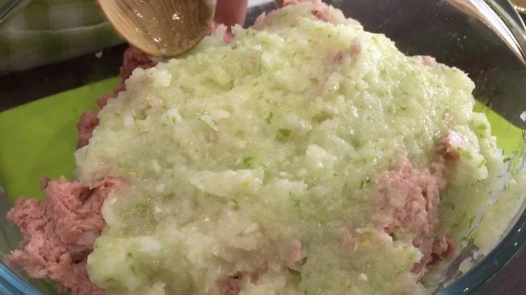 To mix the meatballs, mix the ingredients