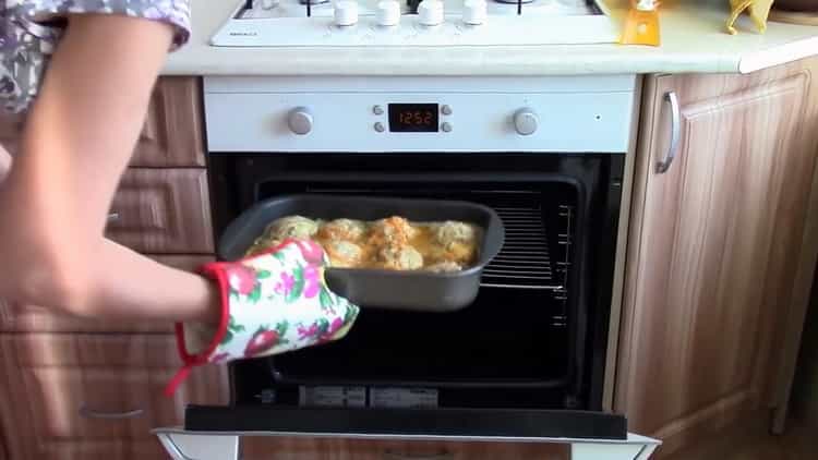To cook meatballs, preheat the oven