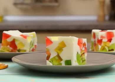 Delicate cake Broken glass with jelly and sour cream 🍮