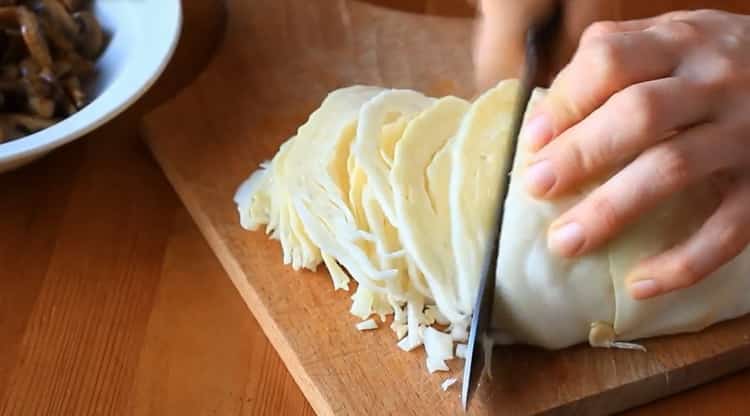 For cooking, chop cabbage