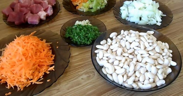 To prepare the beans, chop the ingredients