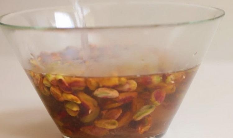 To make pistachio ice cream, prepare the ingredients