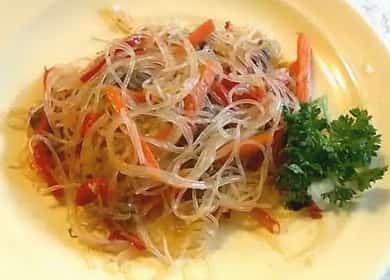 Funchoza with beef and vegetables - very tasty and simple 🍜