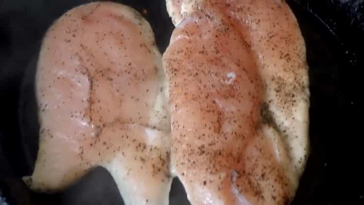 Fry meat for shawarma