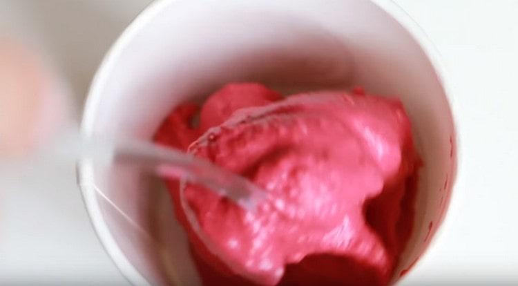 The resulting mass is transferred to a mold for freezing.