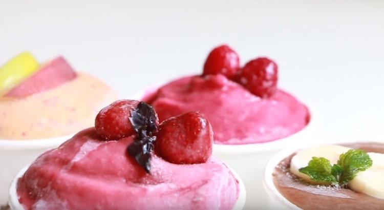 Dessert is frozen, it can be served.