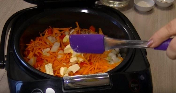 Add salt, spices, and butter.