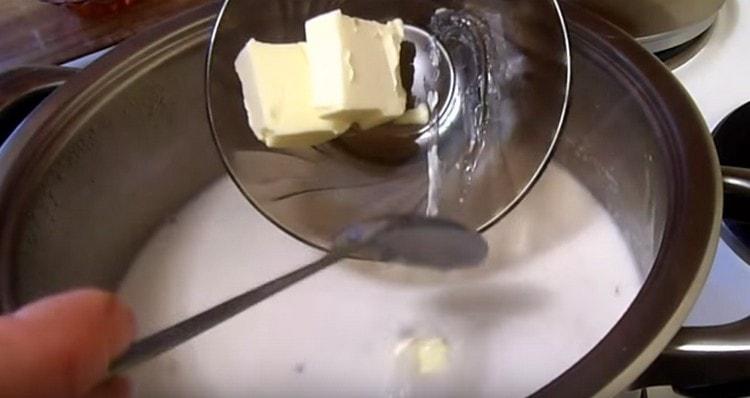 Add salt, sugar and butter.