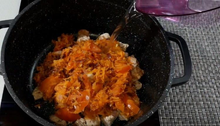 Add water to the cauldron.