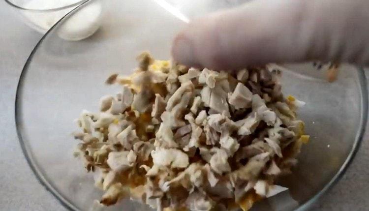 We lay eggs and chicken in a bowl.