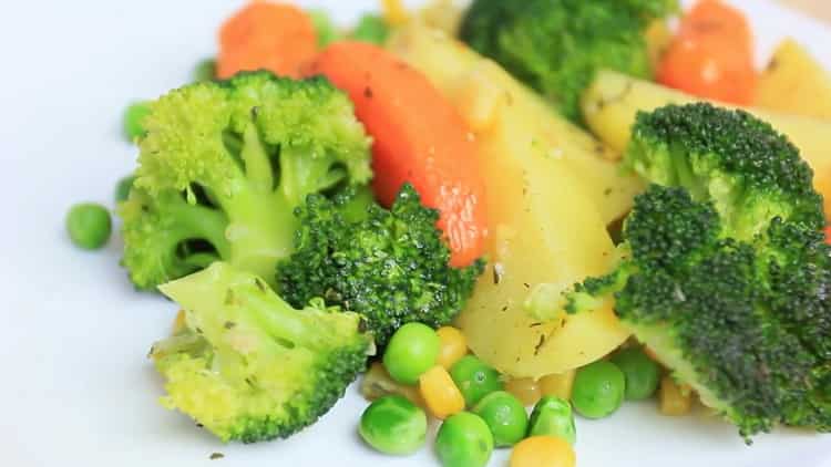 steamed broccoli in a slow cooker is ready