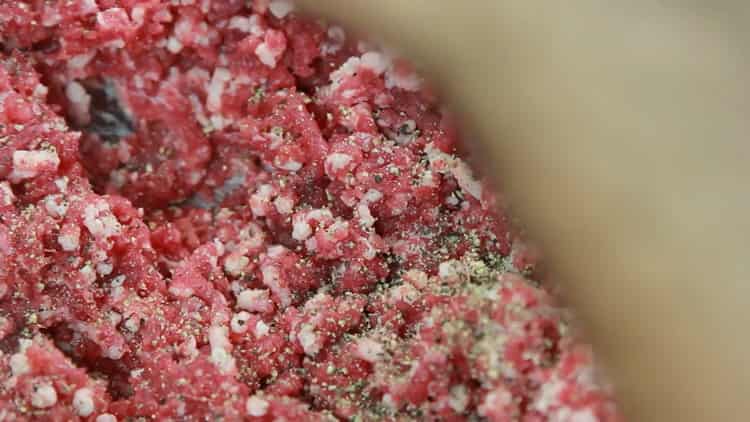 To make a hamburger, prepare minced meat for cutlets