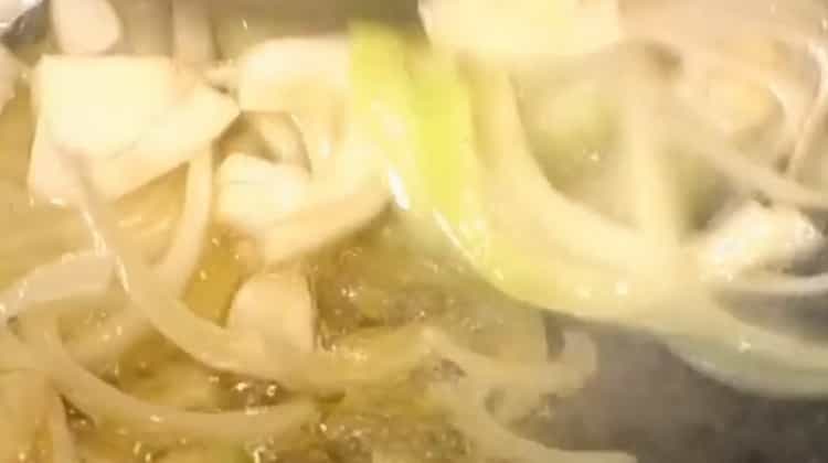 To make buckwheat, chop the onion