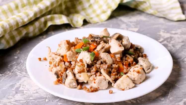 buckwheat with chicken and mushrooms is ready