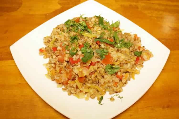 buckwheat with vegetables in a slow cooker is ready