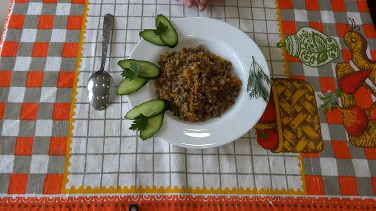 Buckwheat with minced meat according to a step by step recipe with photo