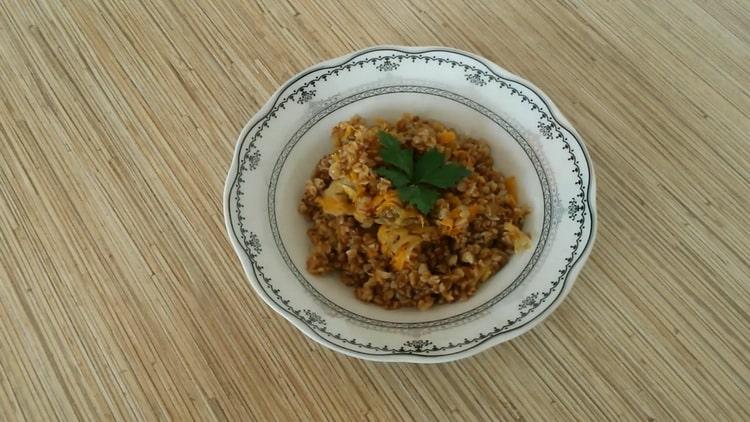 buckwheat with mushrooms and onions is ready