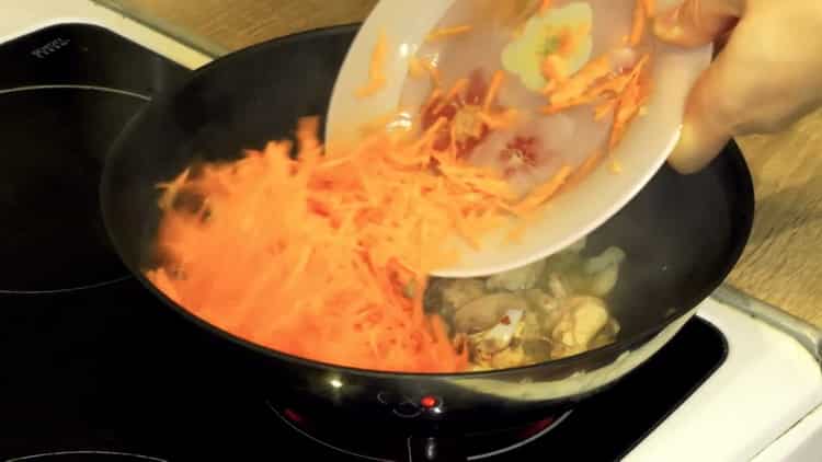 Fry vegetables for cooking