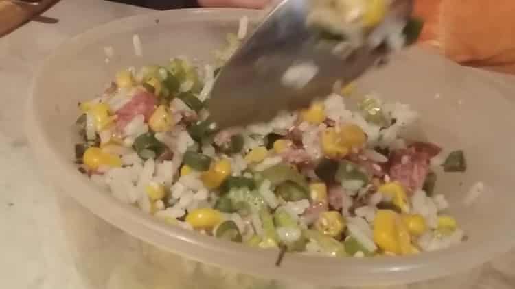 Mix the ingredients to prepare the meal.