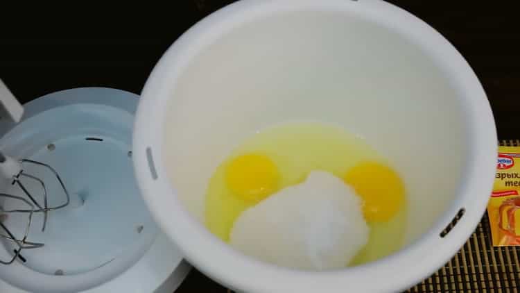 To make the cake, mix the ingredients.