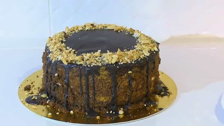 cake snickers with meringues ready