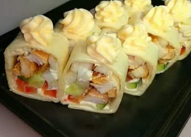 Tortilla with chicken step by step recipe with photo