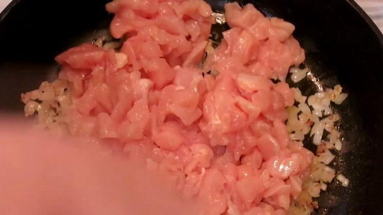 To cook, fry the meat