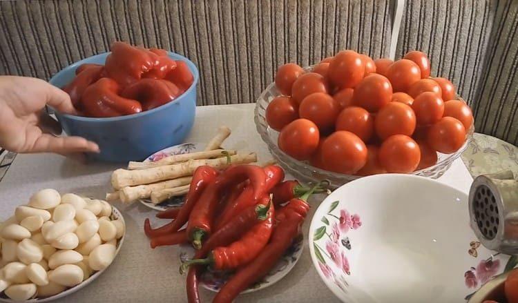 We wash all the vegetables.