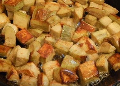 Fried eggplant with mushroom seasoning 