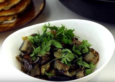 Eggplant with an egg - like mushrooms 