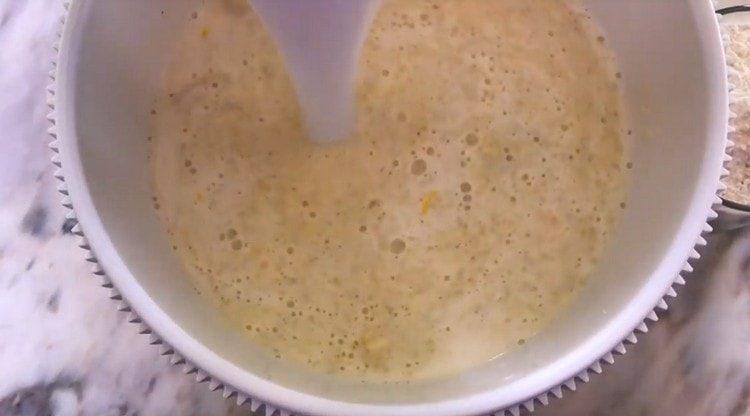 We interrupt the ingredients with a blender.