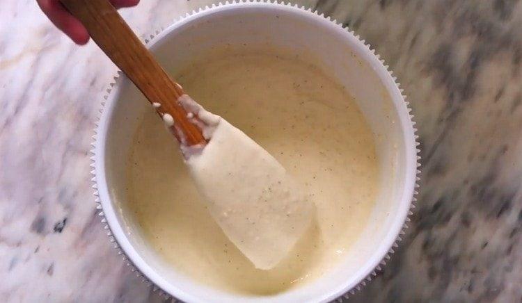 Mix the dough until smooth.