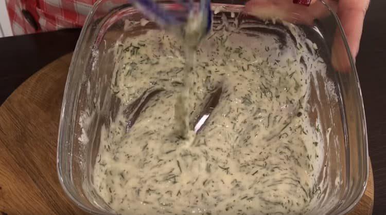 Add the flour and mix the batter.