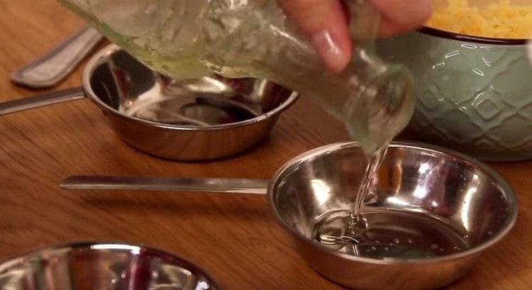 We grease coconut mills with vegetable oil.