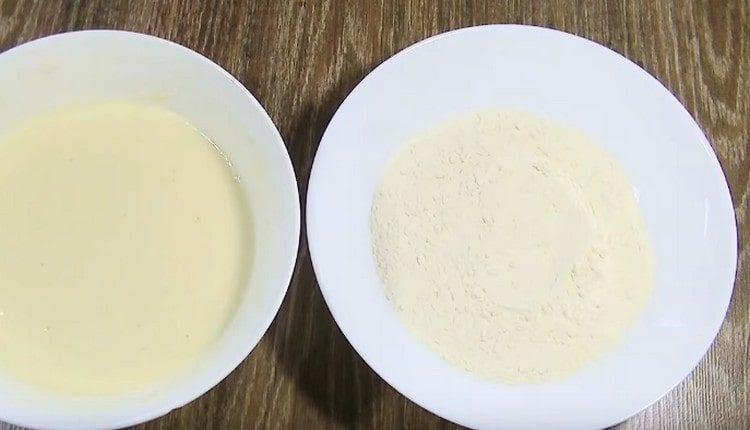 Separately, sift a little flour into a bowl.