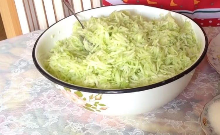 My zucchini and grate or pass through a meat grinder.