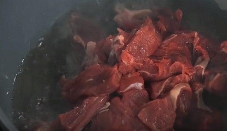 Put the meat in fat.