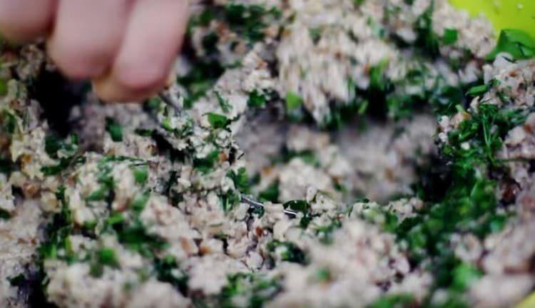 Add chopped greens to the buckwheat-mushroom stuffing.