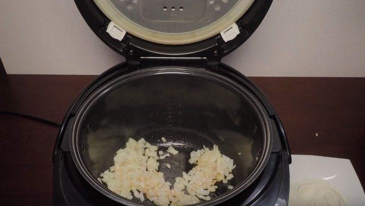Fry the onion in a slow cooker first.