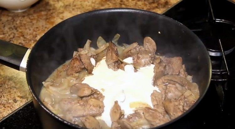 At the end of cooking, add sour cream.